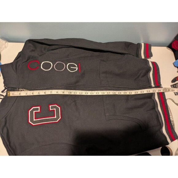 NWT Y2K Coogi Zip Up Hoodie Sweatshirt Jacket Grey & Red Embroidered L - Picture 9 of 9